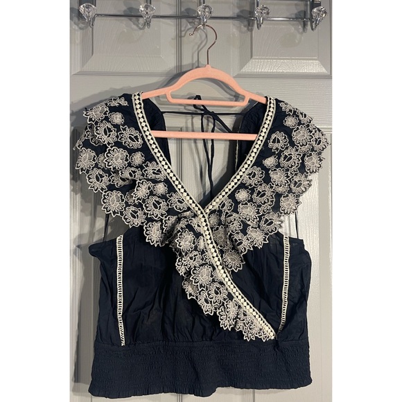 Anthropologie Embroidered Lace Blouse Black NWT Size XL - Picture 7 of 14